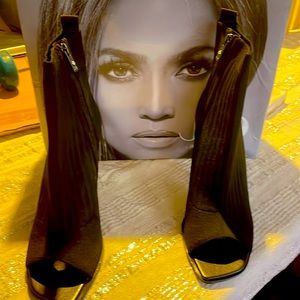 Size 10, Black, open toed, stiletto, JLo ankle boots!